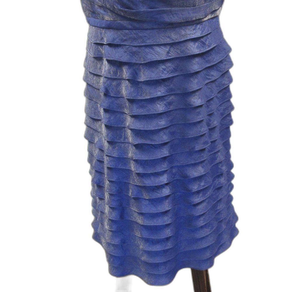 ADRIANA PAPELL Sleeveless V-Neck Faux Wrap Tiered Ruffle Dress Sz 12 Knee Length - Picture 3 of 15